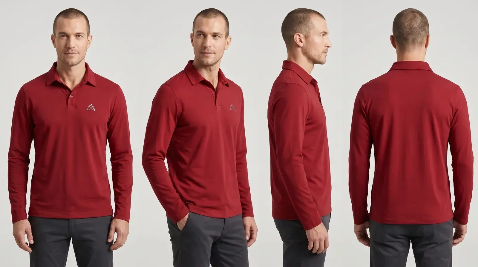 Erkek Uzun Kollu Polo Yaka Tişört, Bordo