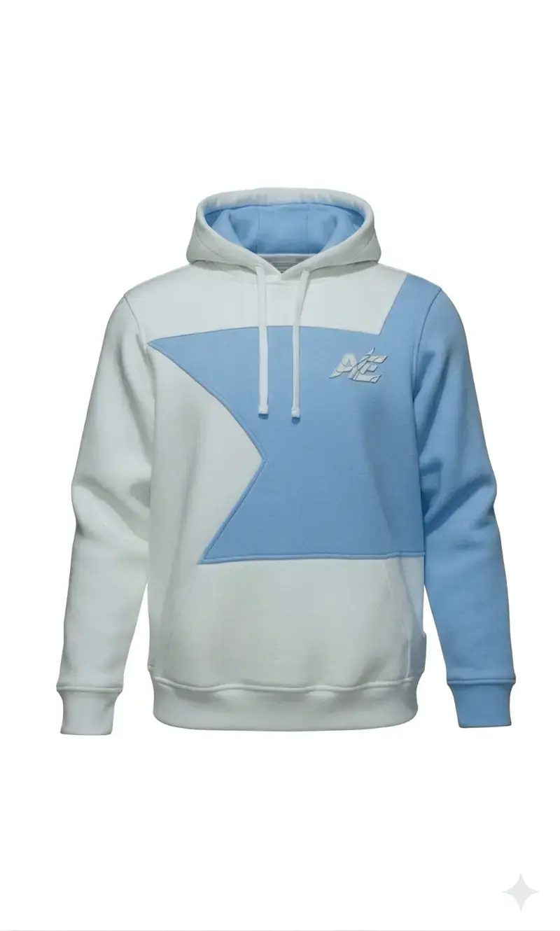 Yıldız Serisi Kapüşonlu İki Renkli Sweatshirt, Ekru