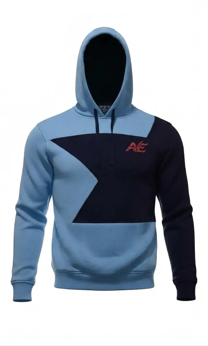 Yıldız Serisi Kapüşonlu İki Renkli Sweatshirt, Bebe Mavisi